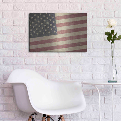 Luxe Metal Art 'Vintage American Flag' by Epic Portfolio, Metal Wall Art,24x16