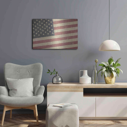 Luxe Metal Art 'Vintage American Flag' by Epic Portfolio, Metal Wall Art,24x16