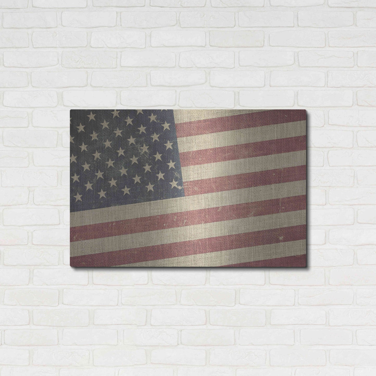 Luxe Metal Art 'Vintage American Flag' by Epic Portfolio, Metal Wall Art,36x24