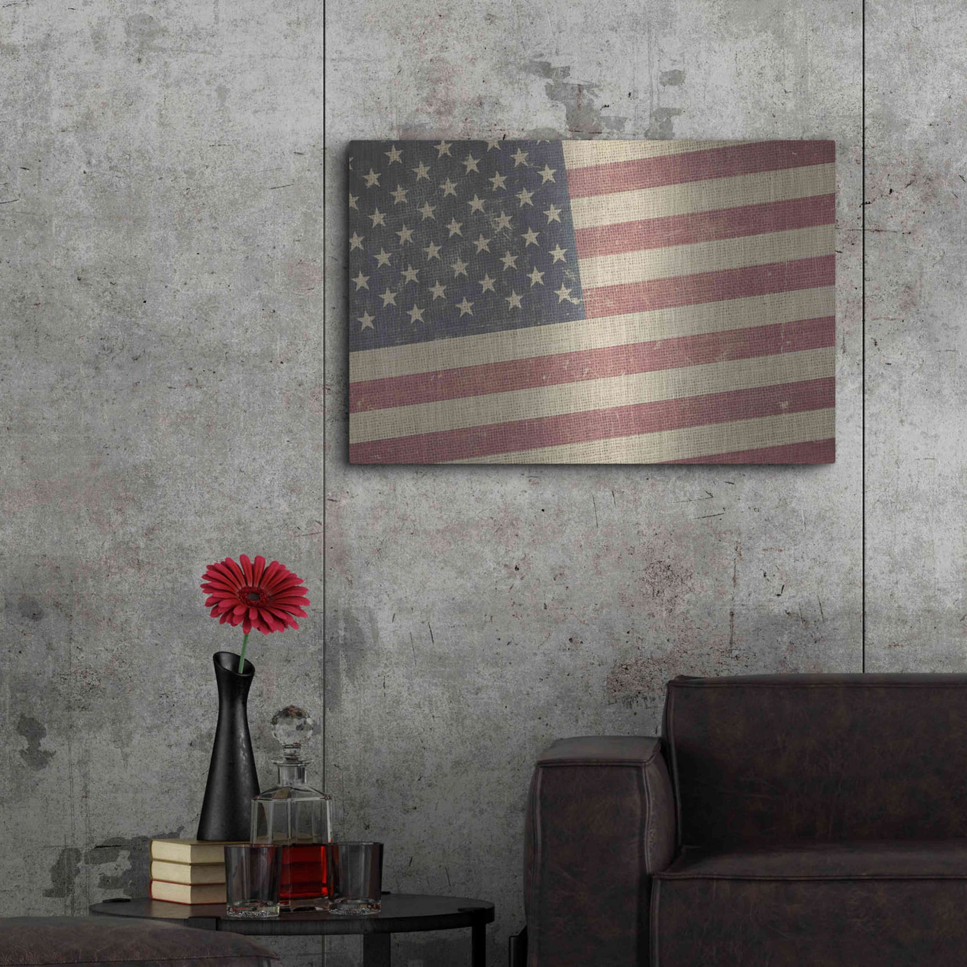 Luxe Metal Art 'Vintage American Flag' by Epic Portfolio, Metal Wall Art,36x24