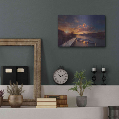 Luxe Metal Art 'Bateaux Mouches Sunset' by Sebastien Lory, Metal Wall Art,16x12