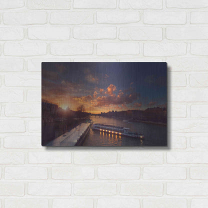 Luxe Metal Art 'Bateaux Mouches Sunset' by Sebastien Lory, Metal Wall Art,24x16