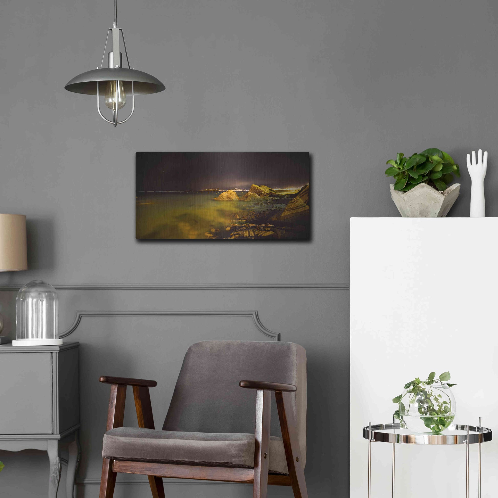 Luxe Metal Art 'Cannes La bocca' by Sebastien Lory, Metal Wall Art,24x12