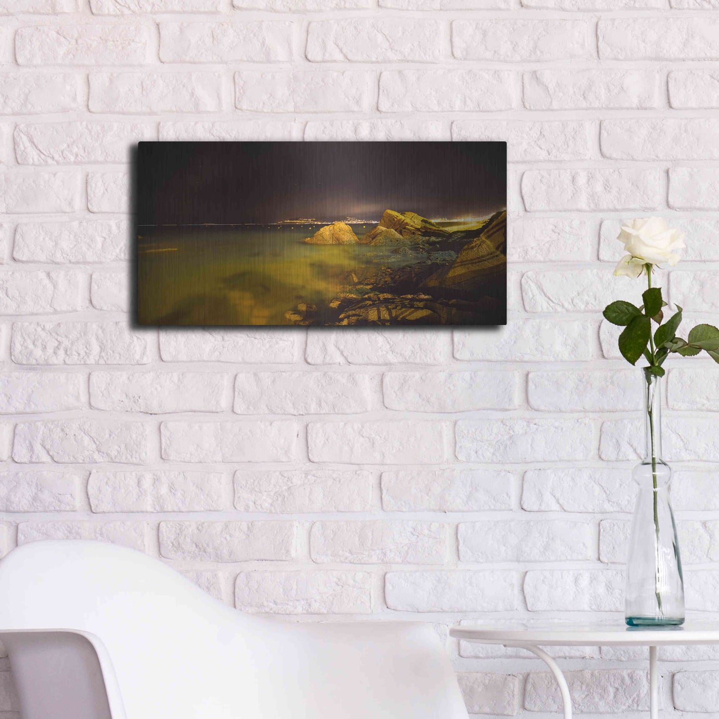 Luxe Metal Art 'Cannes La bocca' by Sebastien Lory, Metal Wall Art,24x12