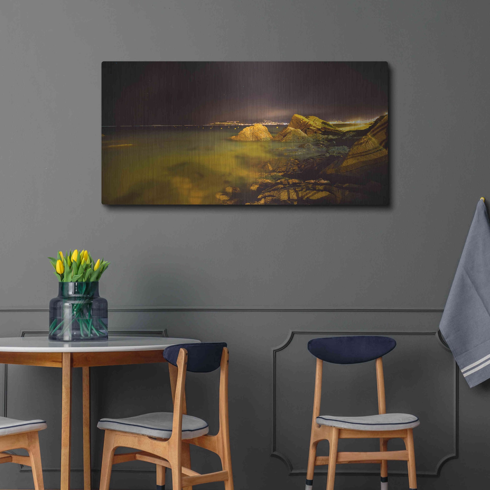 Luxe Metal Art 'Cannes La bocca' by Sebastien Lory, Metal Wall Art,48x24