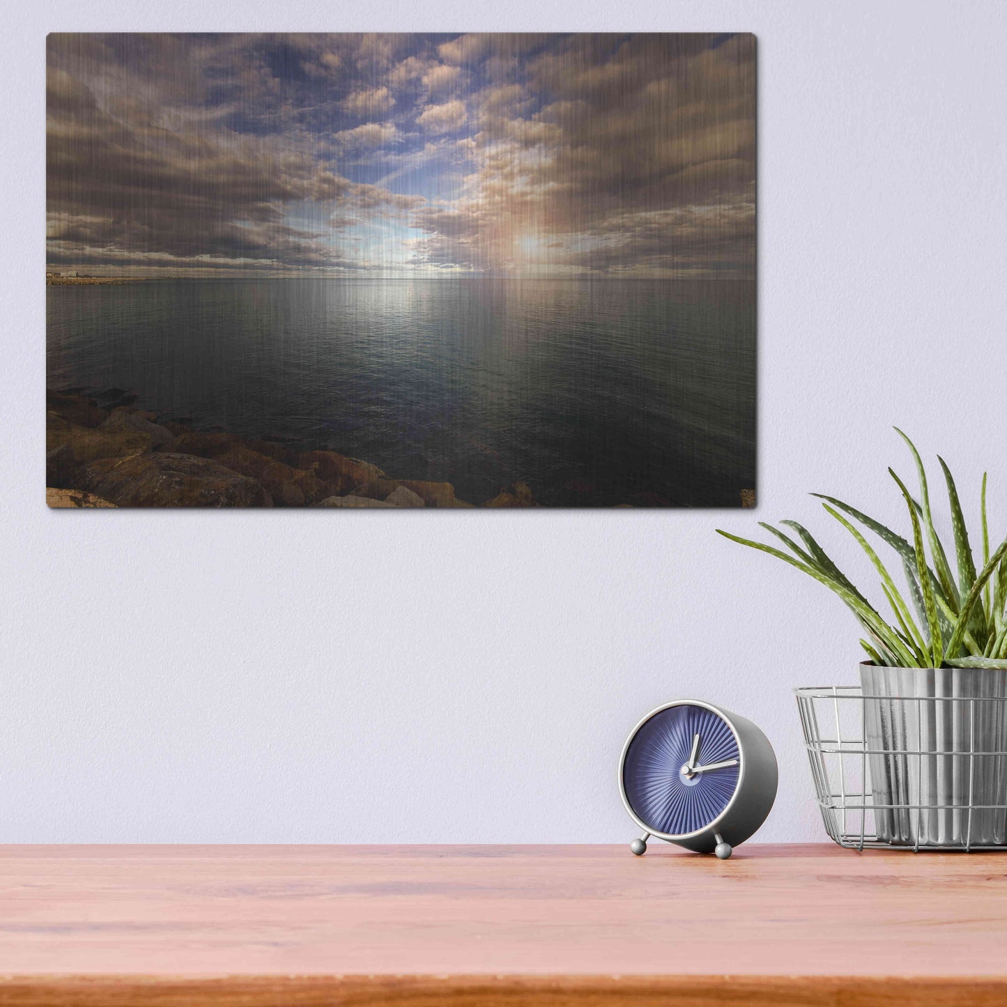 Luxe Metal Art 'Sunlight_StCyp' by Sebastien Lory, Metal Wall Art,16x12