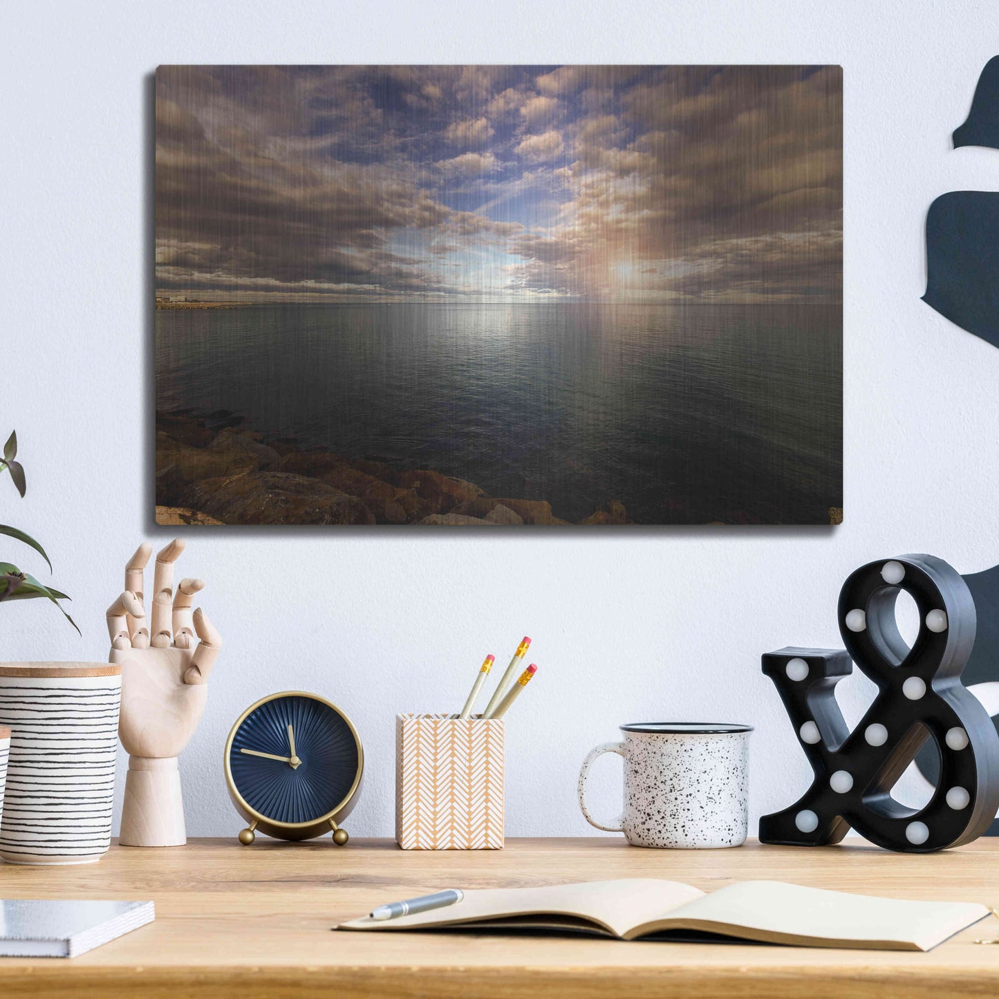 Luxe Metal Art 'Sunlight_StCyp' by Sebastien Lory, Metal Wall Art,16x12