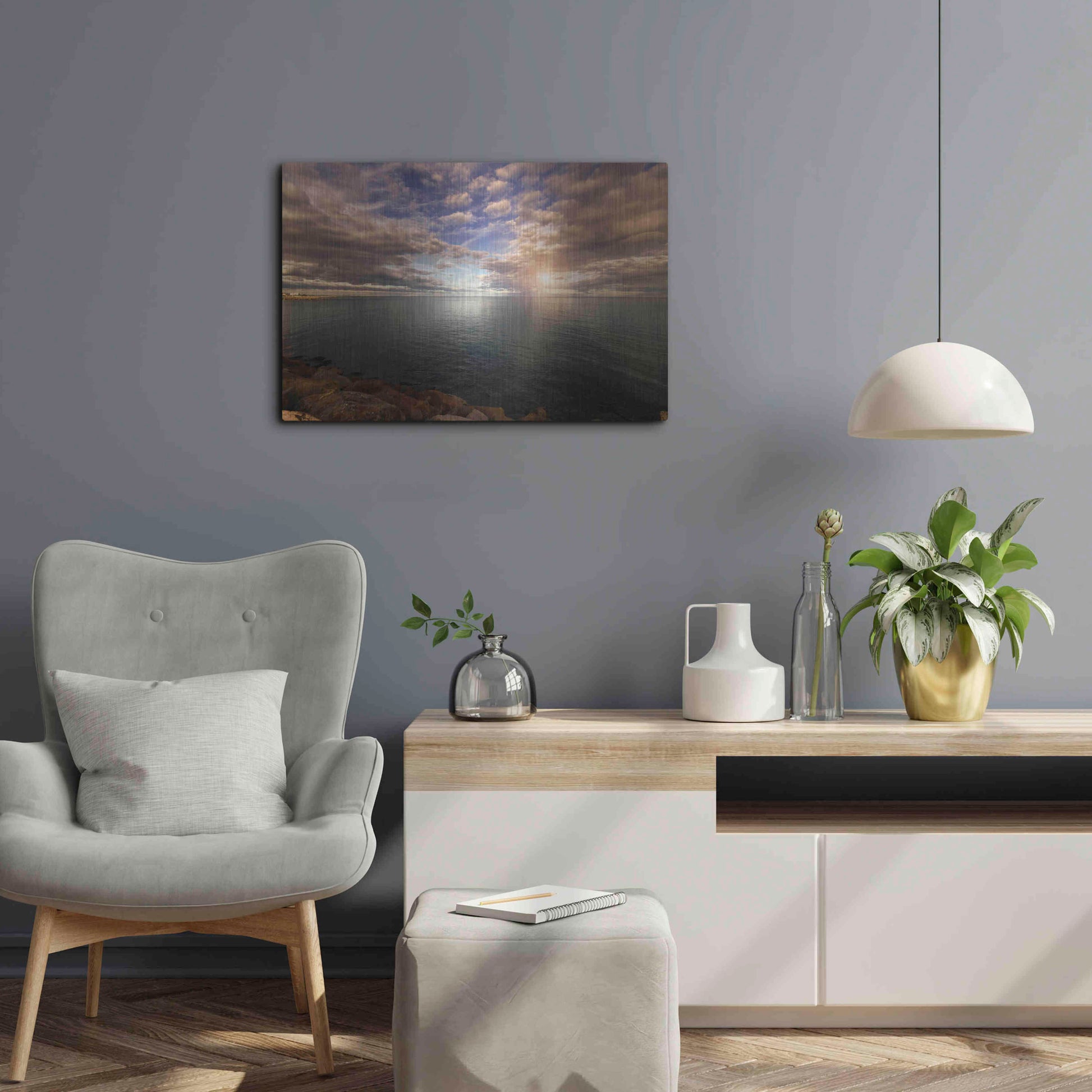 Luxe Metal Art 'Sunlight_StCyp' by Sebastien Lory, Metal Wall Art,24x16