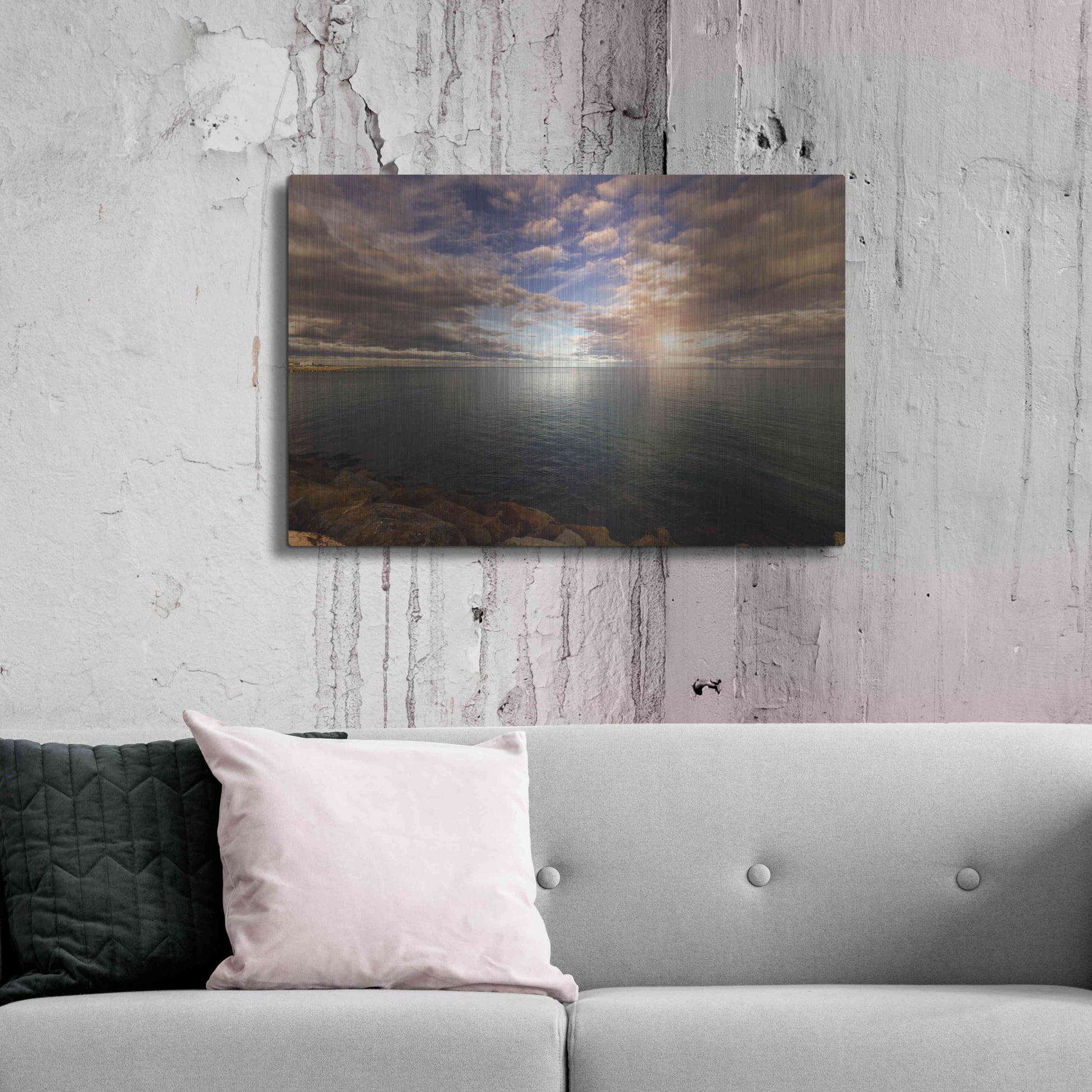 Luxe Metal Art 'Sunlight_StCyp' by Sebastien Lory, Metal Wall Art,36x24