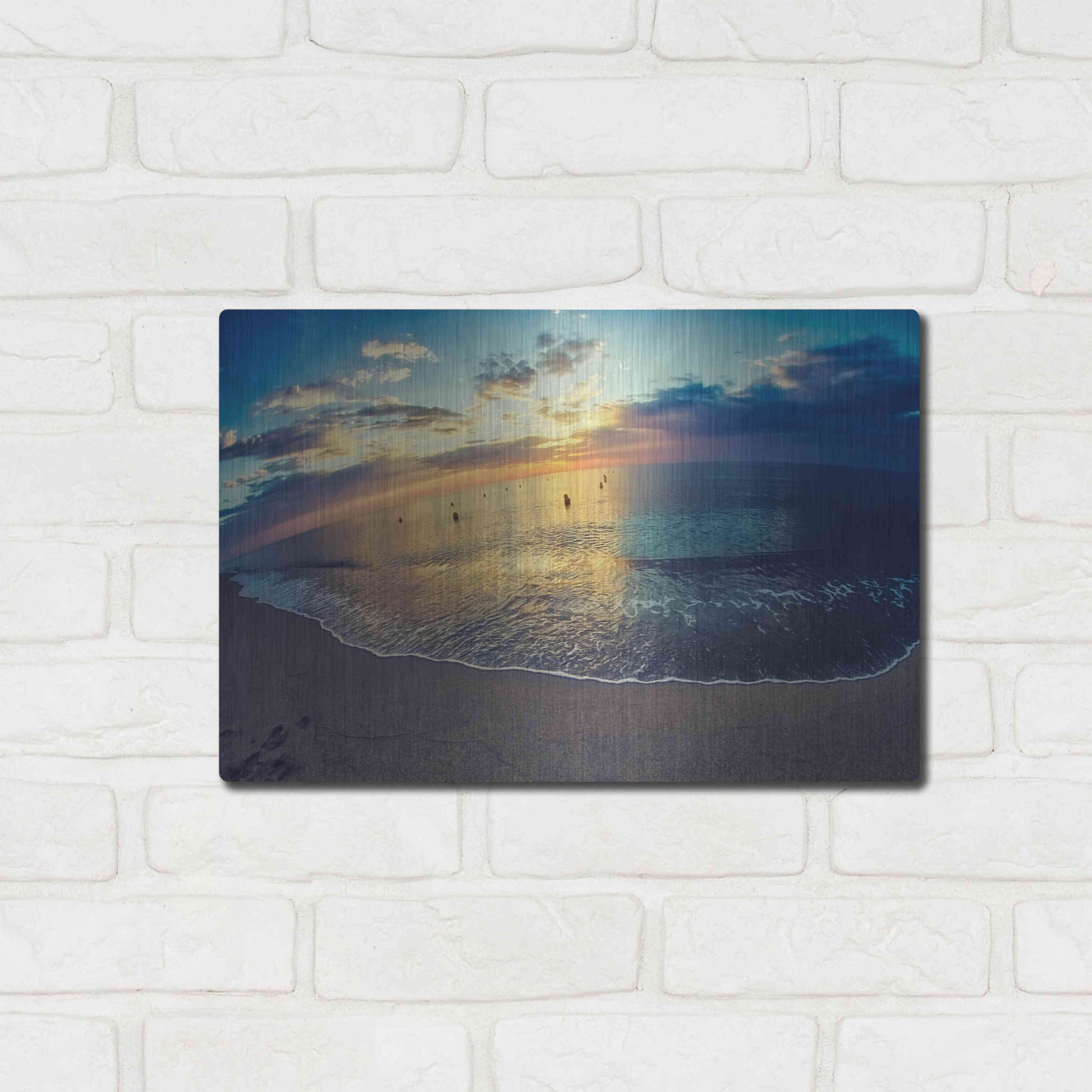 Luxe Metal Art 'Cypress Sunrise III' by Sebastien Lory, Metal Wall Art,16x12