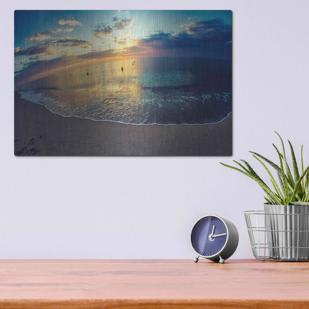 Luxe Metal Art 'Cypress Sunrise III' by Sebastien Lory, Metal Wall Art,16x12
