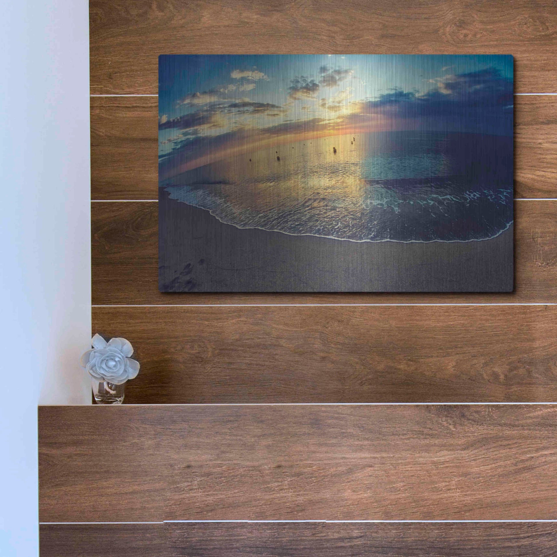 Luxe Metal Art 'Cypress Sunrise III' by Sebastien Lory, Metal Wall Art,16x12