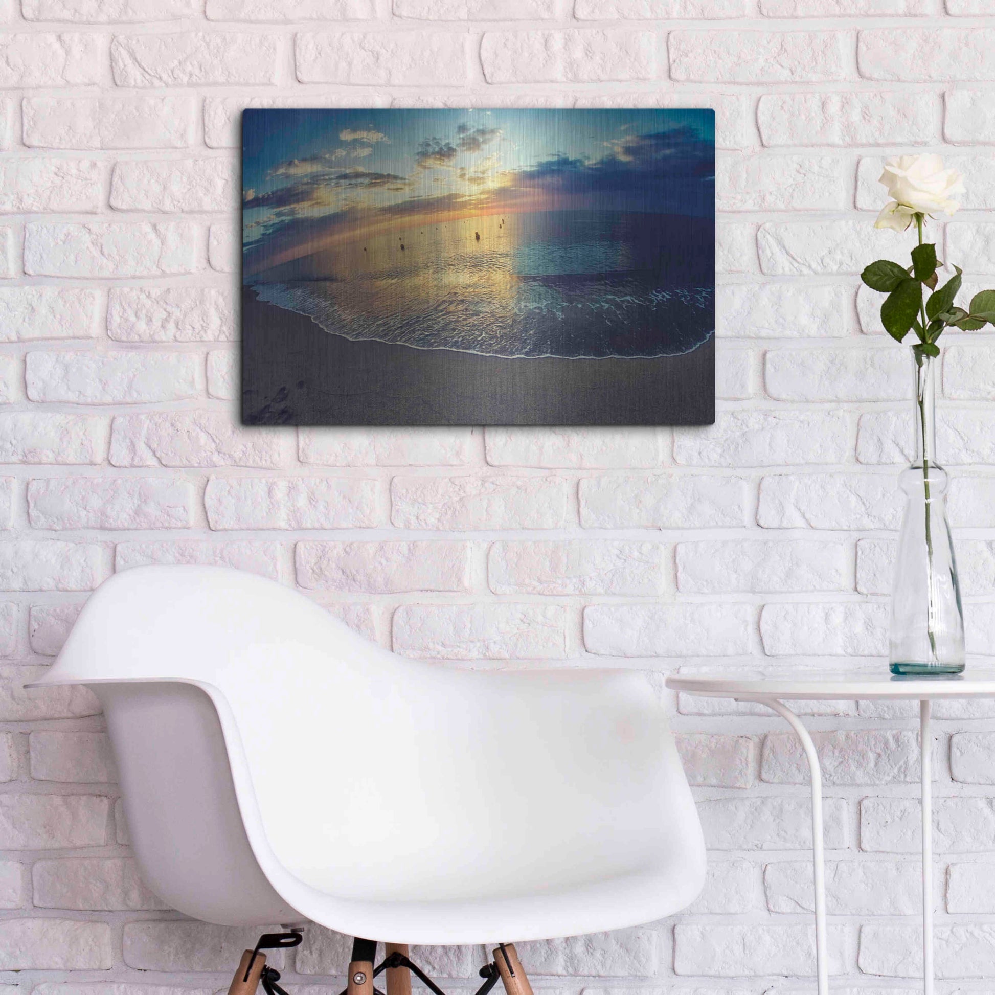 Luxe Metal Art 'Cypress Sunrise III' by Sebastien Lory, Metal Wall Art,24x16