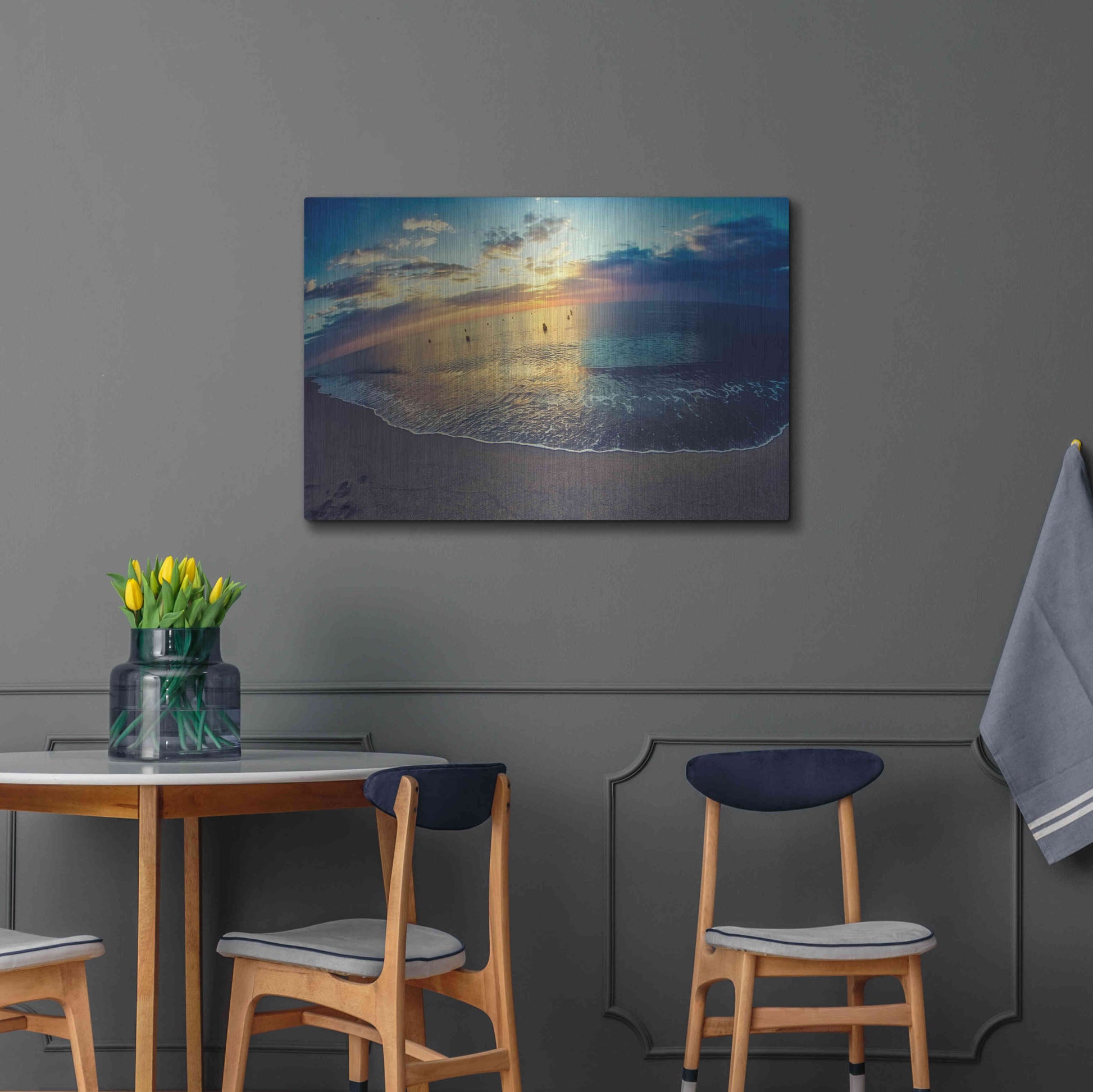 Luxe Metal Art 'Cypress Sunrise III' by Sebastien Lory, Metal Wall Art,36x24