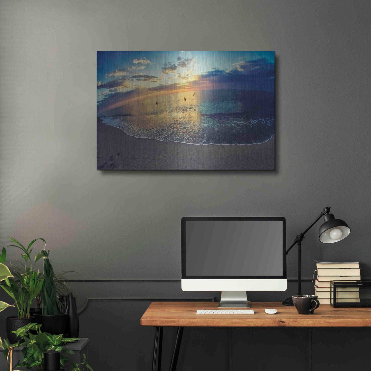 Luxe Metal Art 'Cypress Sunrise III' by Sebastien Lory, Metal Wall Art,36x24