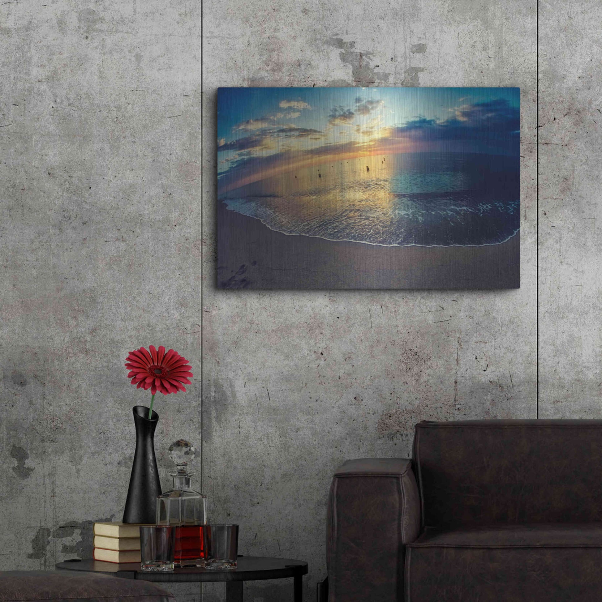 Luxe Metal Art 'Cypress Sunrise III' by Sebastien Lory, Metal Wall Art,36x24