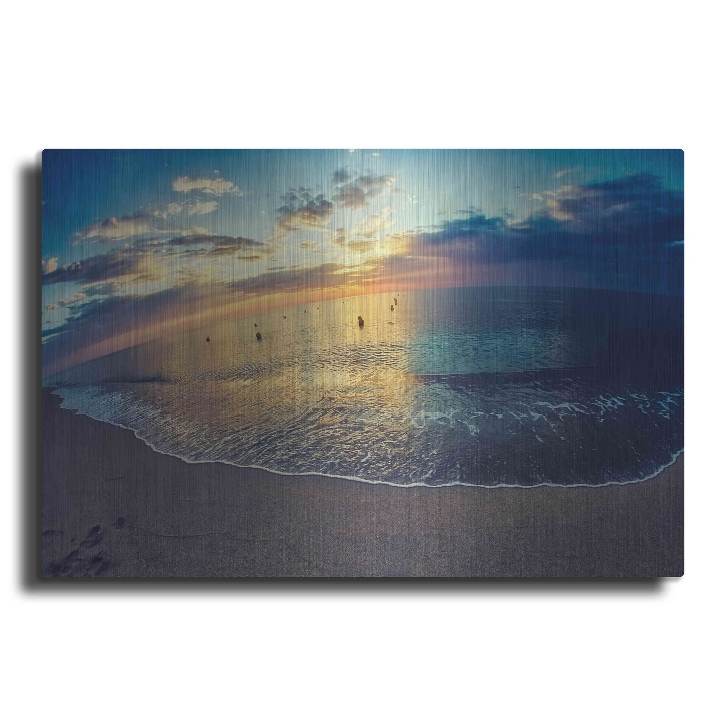 Luxe Metal Art 'Cypress Sunrise III' by Sebastien Lory, Metal Wall Art