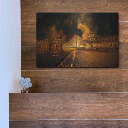 Luxe Metal Art 'Lourve Pyramid' by Sebastien Lory, Metal Wall Art,16x12