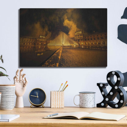 Luxe Metal Art 'Lourve Pyramid' by Sebastien Lory, Metal Wall Art,16x12