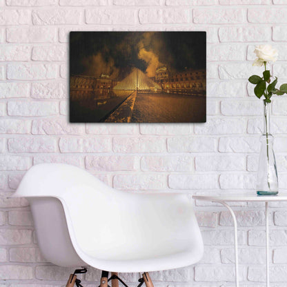 Luxe Metal Art 'Lourve Pyramid' by Sebastien Lory, Metal Wall Art,24x16