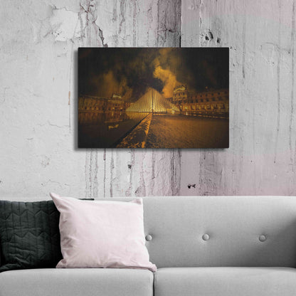 Luxe Metal Art 'Lourve Pyramid' by Sebastien Lory, Metal Wall Art,36x24