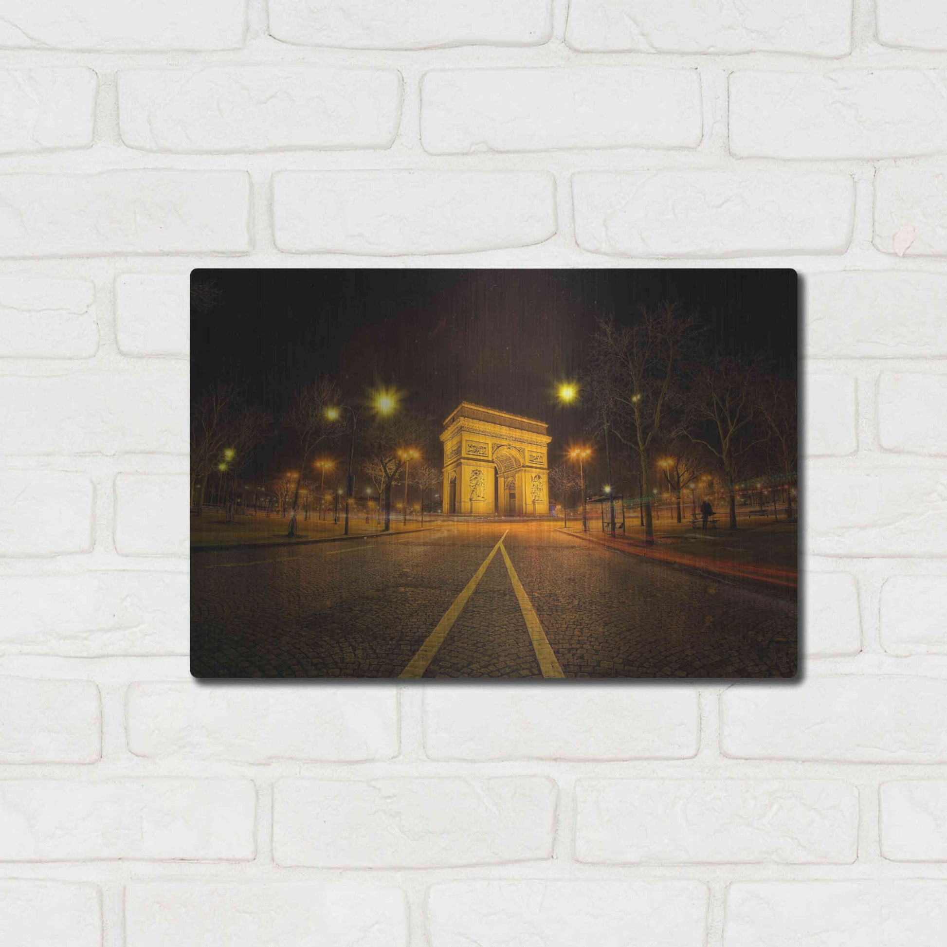 Luxe Metal Art 'Arc Night' by Sebastien Lory, Metal Wall Art,16x12