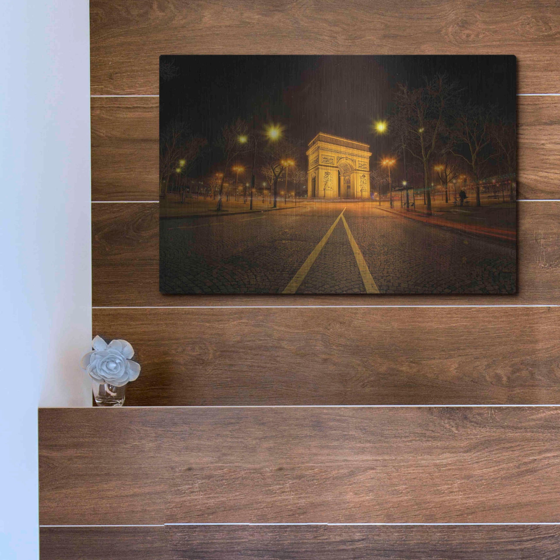 Luxe Metal Art 'Arc Night' by Sebastien Lory, Metal Wall Art,16x12