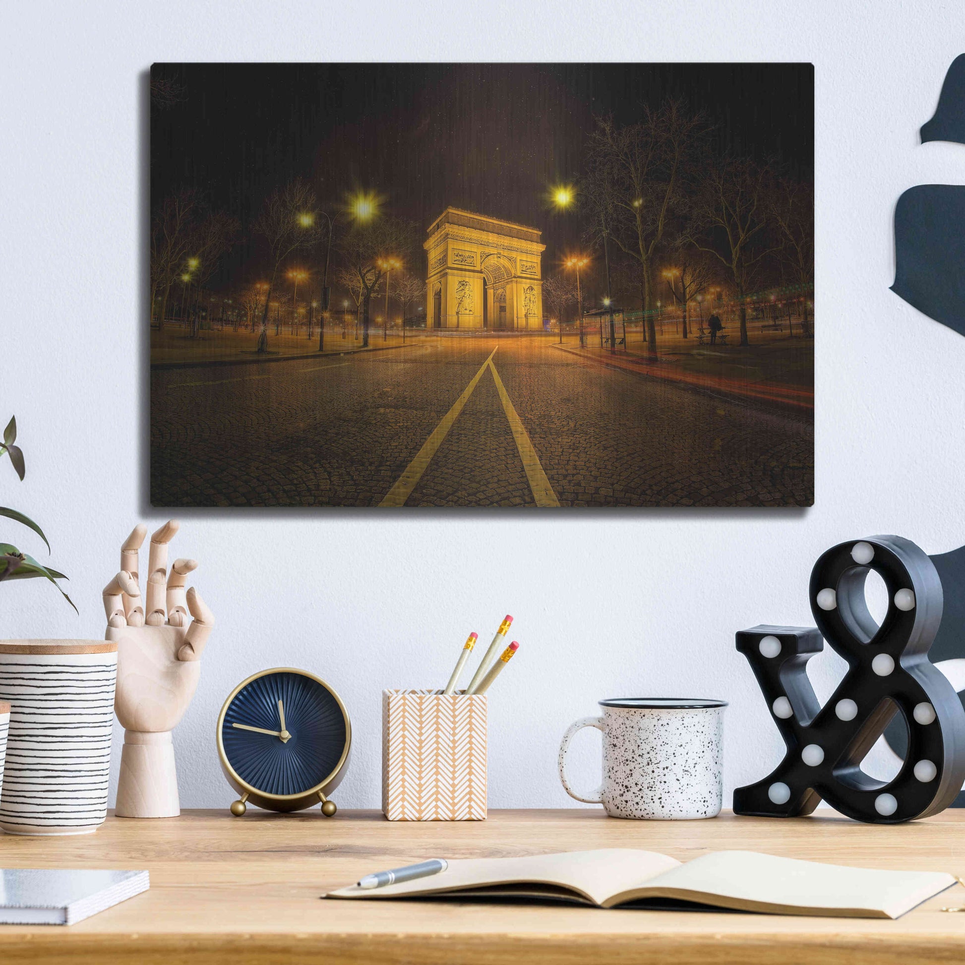 Luxe Metal Art 'Arc Night' by Sebastien Lory, Metal Wall Art,16x12