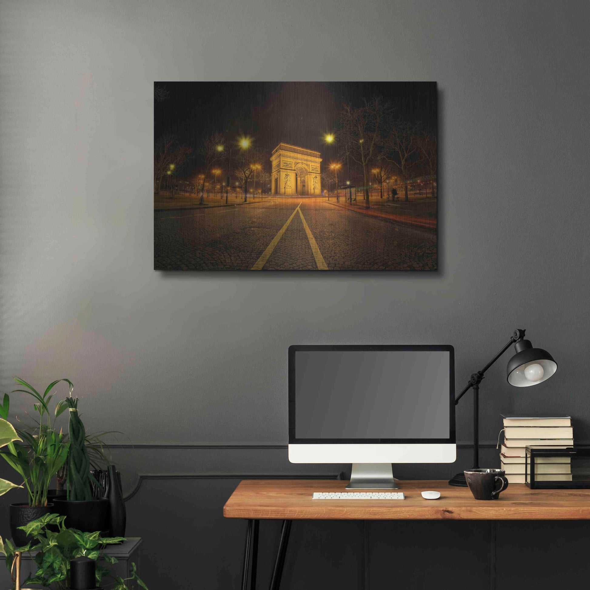 Luxe Metal Art 'Arc Night' by Sebastien Lory, Metal Wall Art,36x24