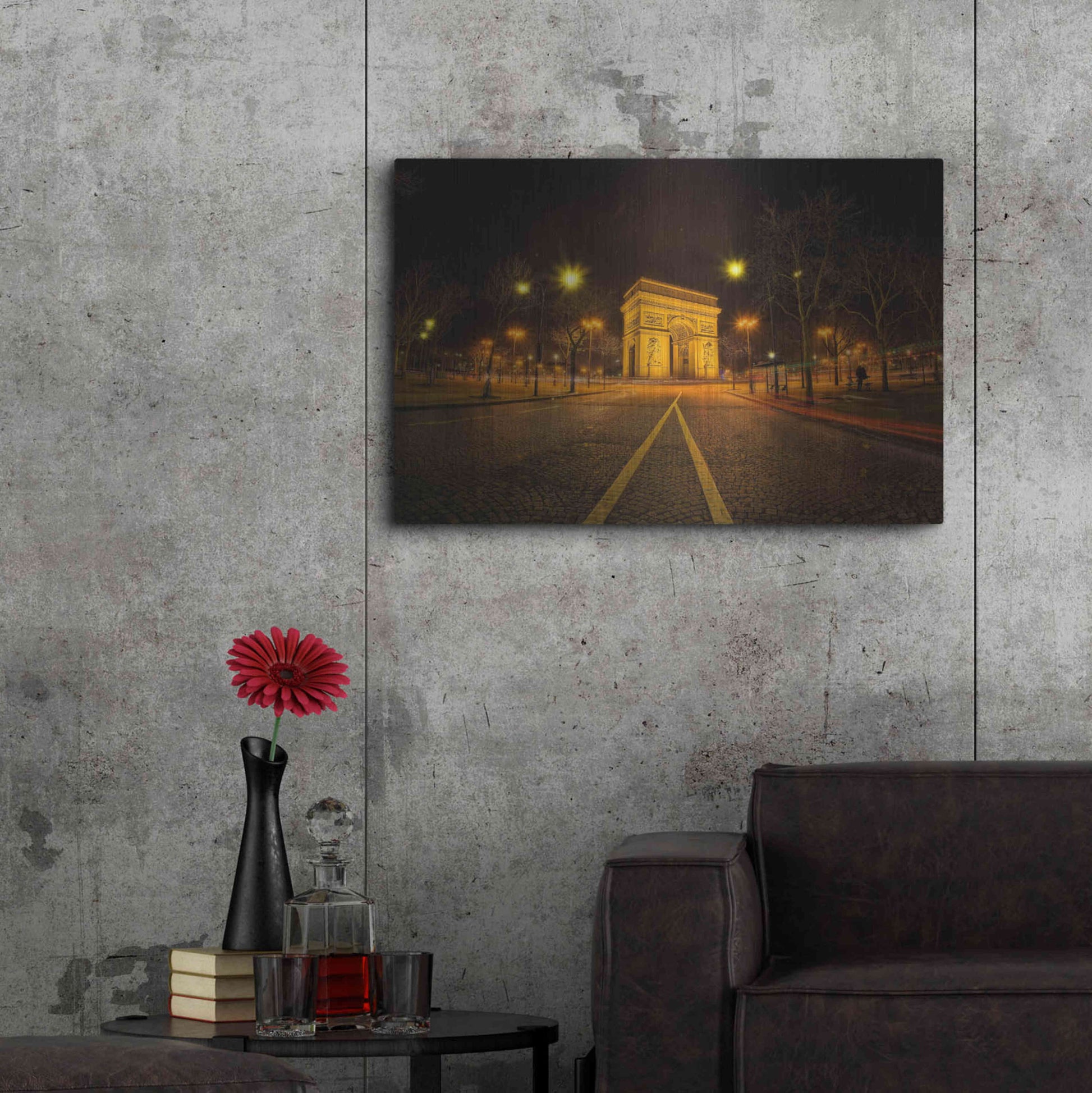 Luxe Metal Art 'Arc Night' by Sebastien Lory, Metal Wall Art,36x24