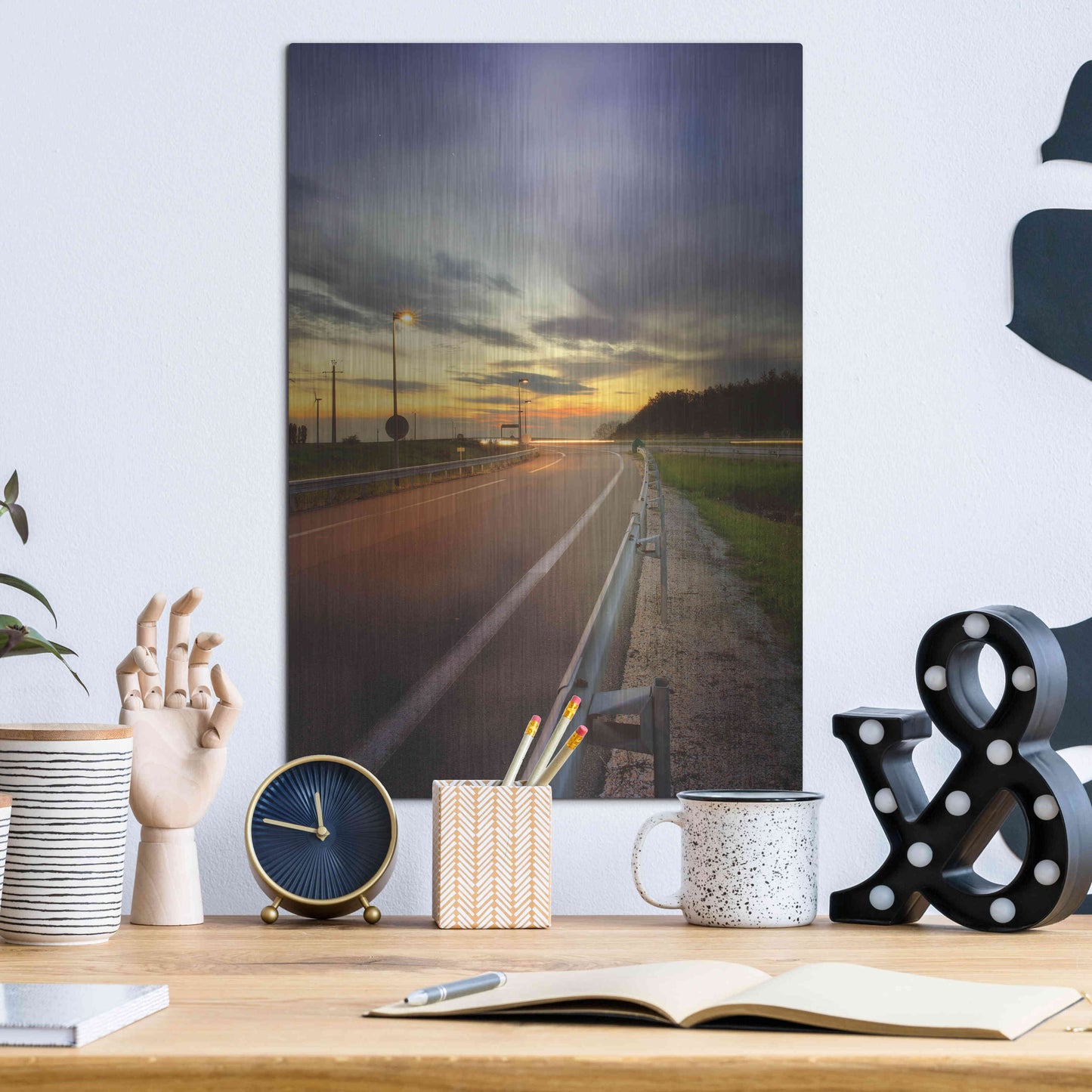 Luxe Metal Art 'Motorway' by Sebastien Lory, Metal Wall Art,12x16