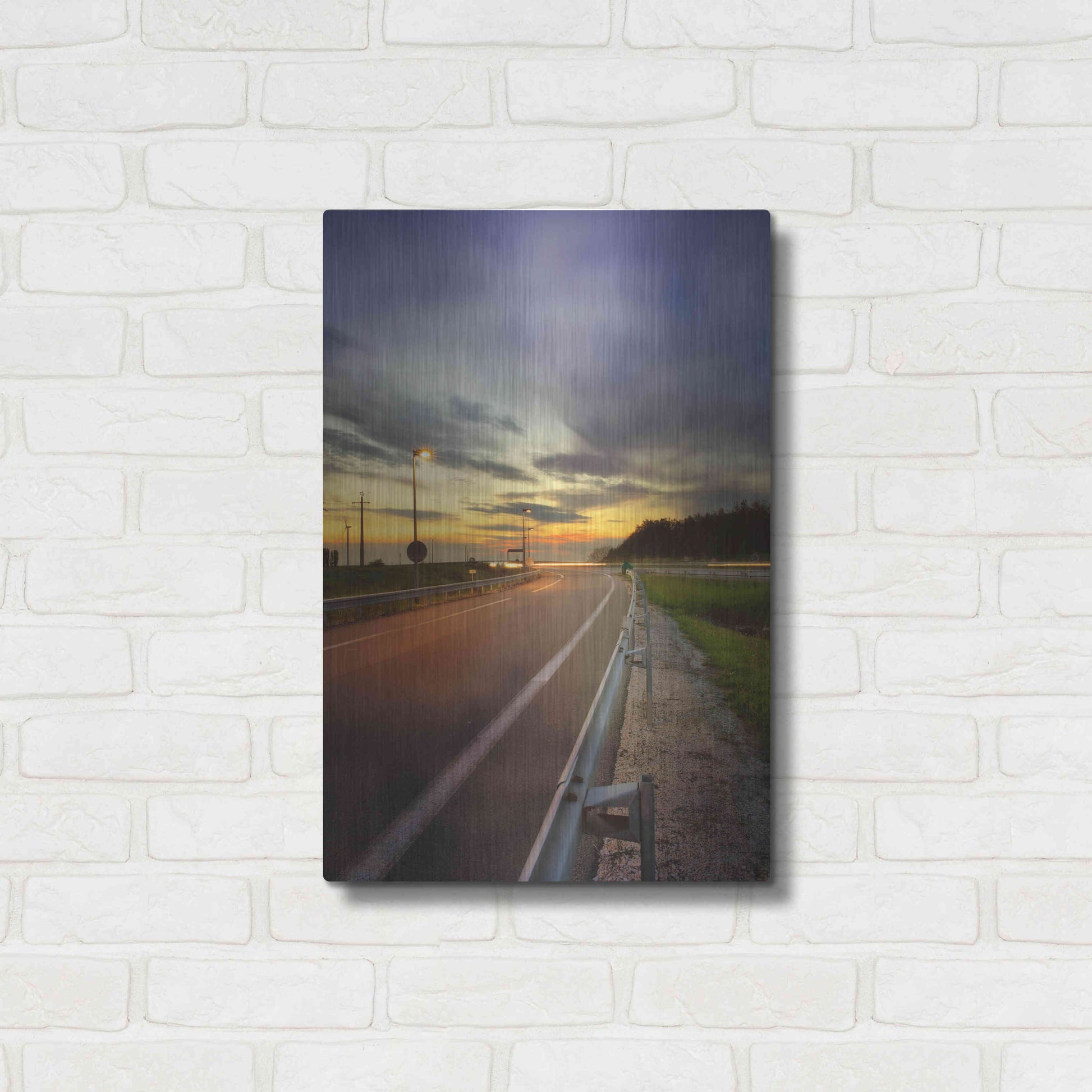Luxe Metal Art 'Motorway' by Sebastien Lory, Metal Wall Art,16x24