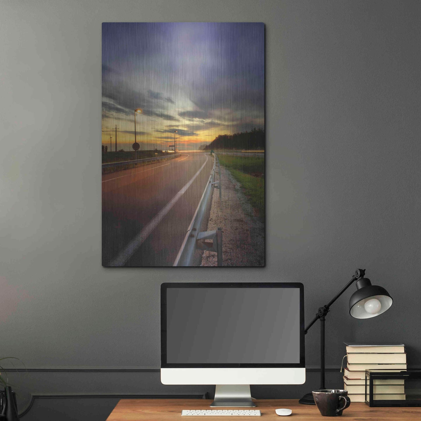 Luxe Metal Art 'Motorway' by Sebastien Lory, Metal Wall Art,24x36
