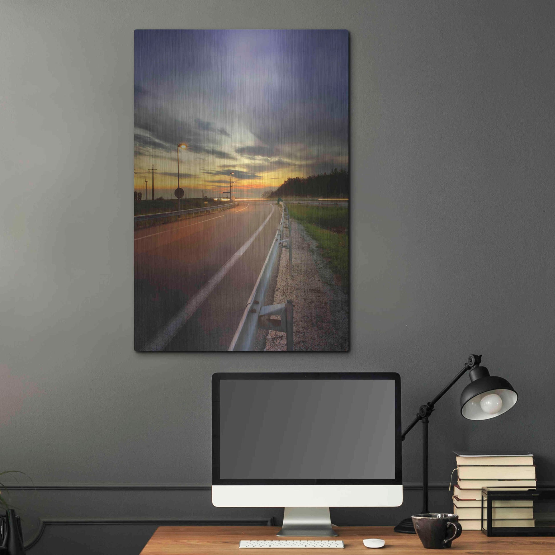 Luxe Metal Art 'Motorway' by Sebastien Lory, Metal Wall Art,24x36