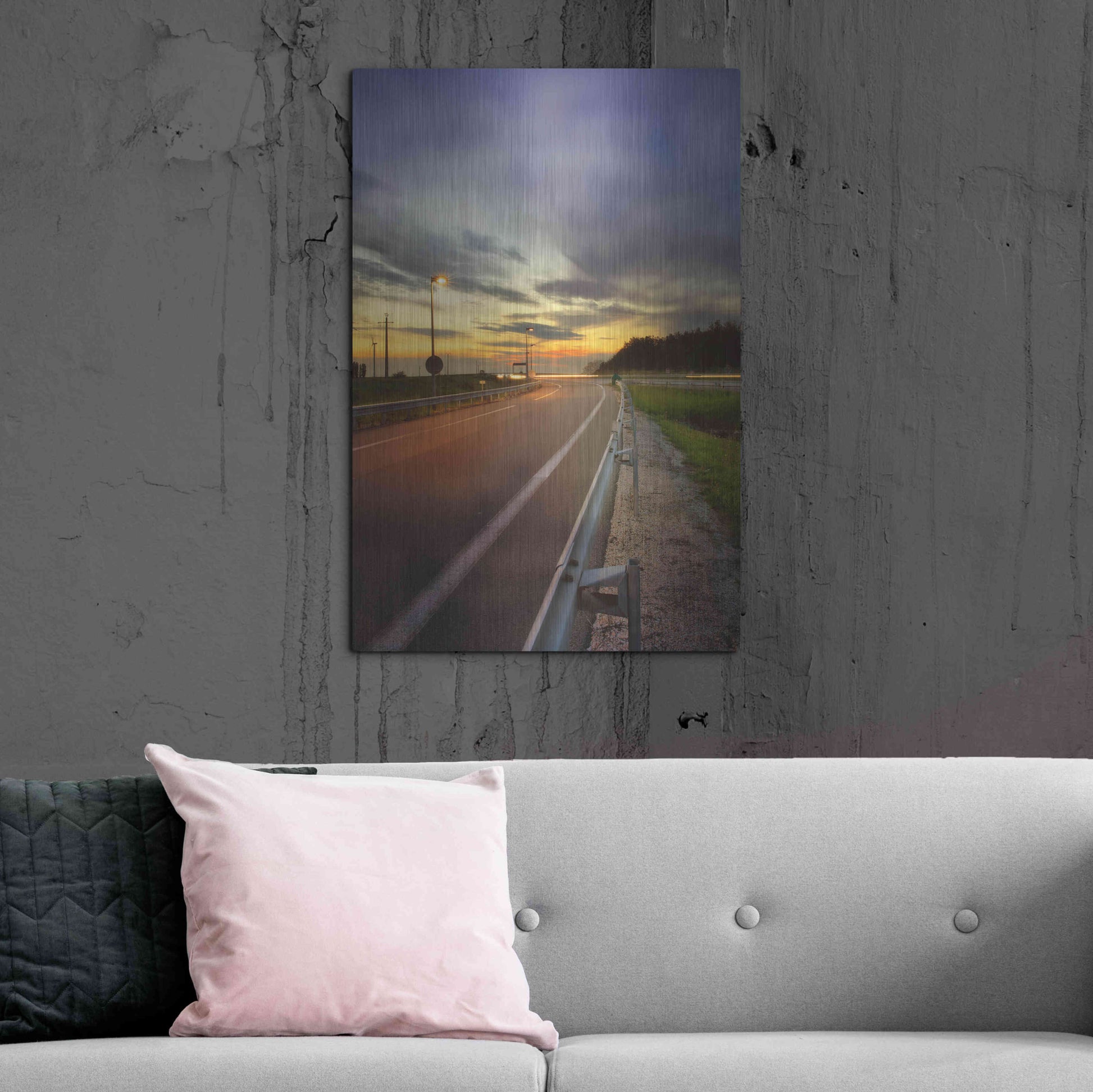 Luxe Metal Art 'Motorway' by Sebastien Lory, Metal Wall Art,24x36