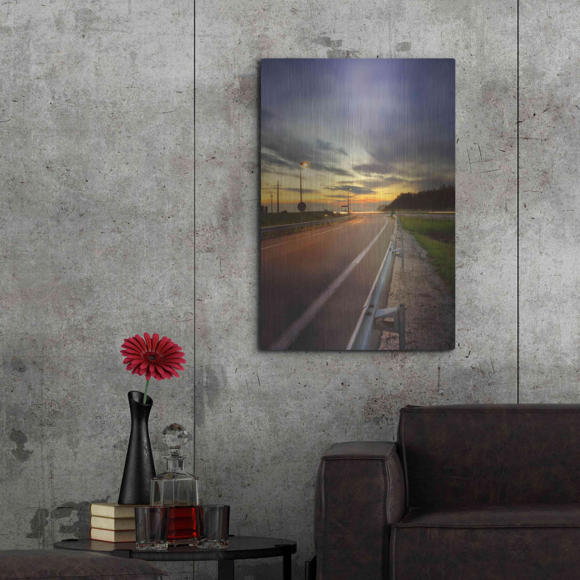 Luxe Metal Art 'Motorway' by Sebastien Lory, Metal Wall Art,24x36