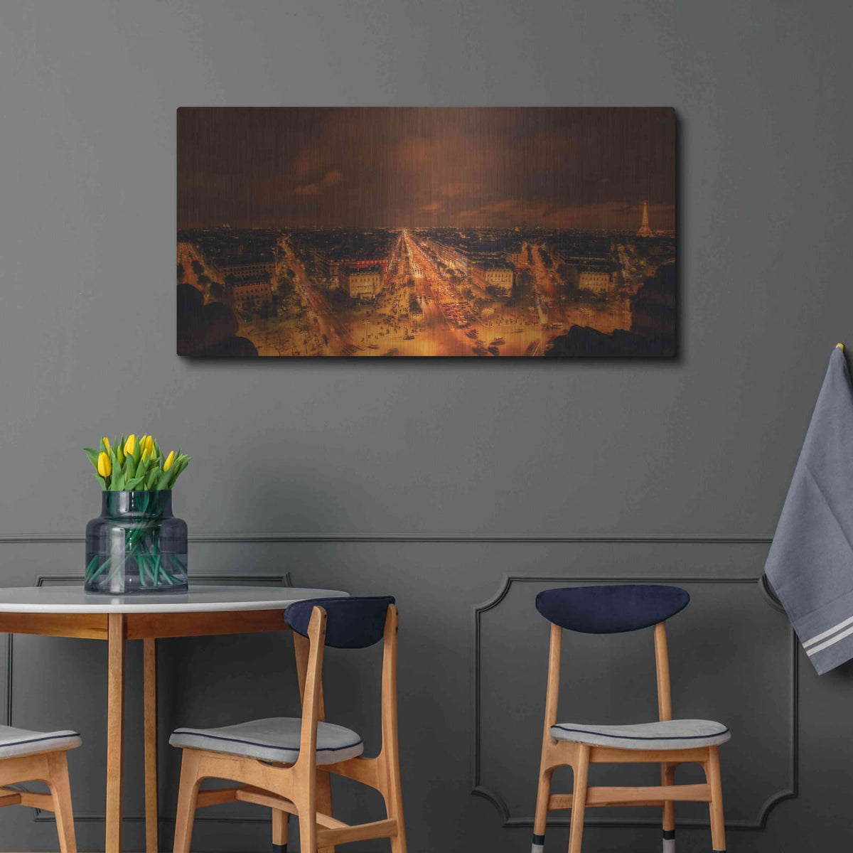 'From Arc De Triomphe' by Sebastien Lory – Metal Wall Art, 48x24 room view