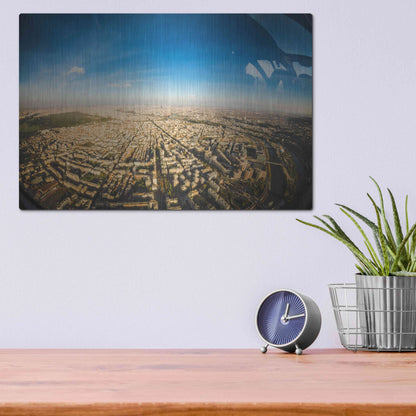 Luxe Metal Art 'Urban Sky' by Sebastien Lory, Metal Wall Art,16x12