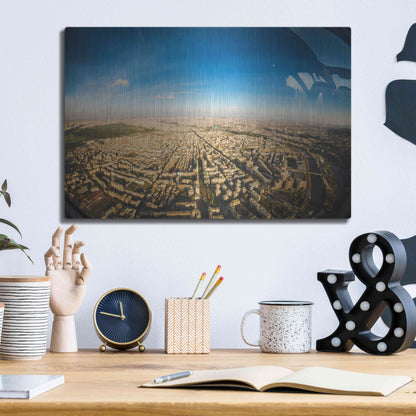 Luxe Metal Art 'Urban Sky' by Sebastien Lory, Metal Wall Art,16x12