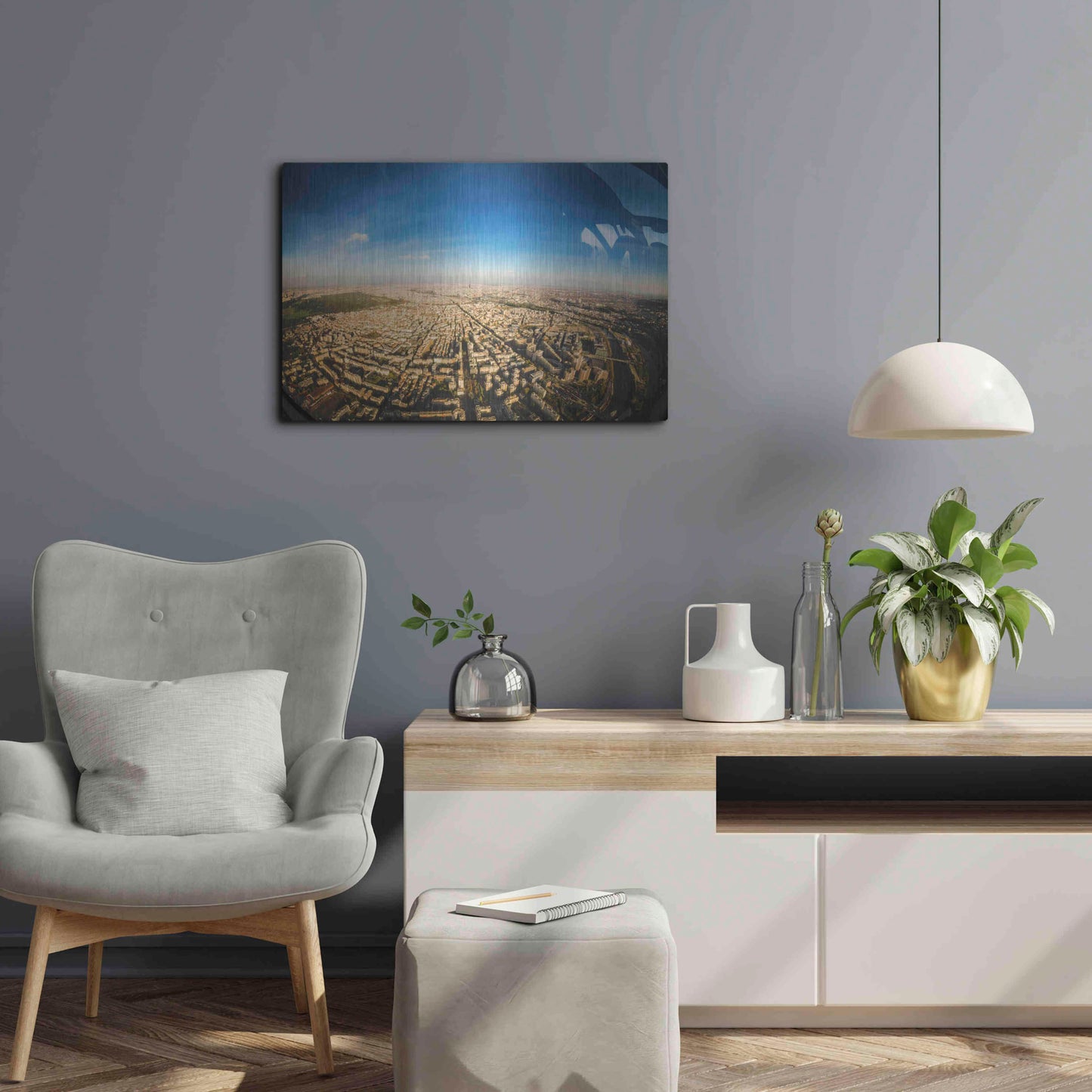 Luxe Metal Art 'Urban Sky' by Sebastien Lory, Metal Wall Art,24x16