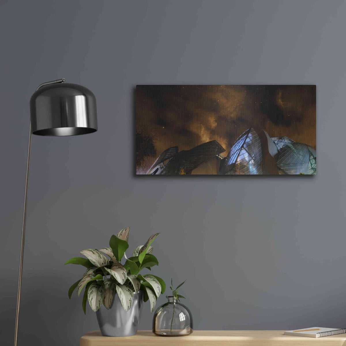 'Lv Color' by Sebastien Lory – Metal Wall Art, 24x12 room view