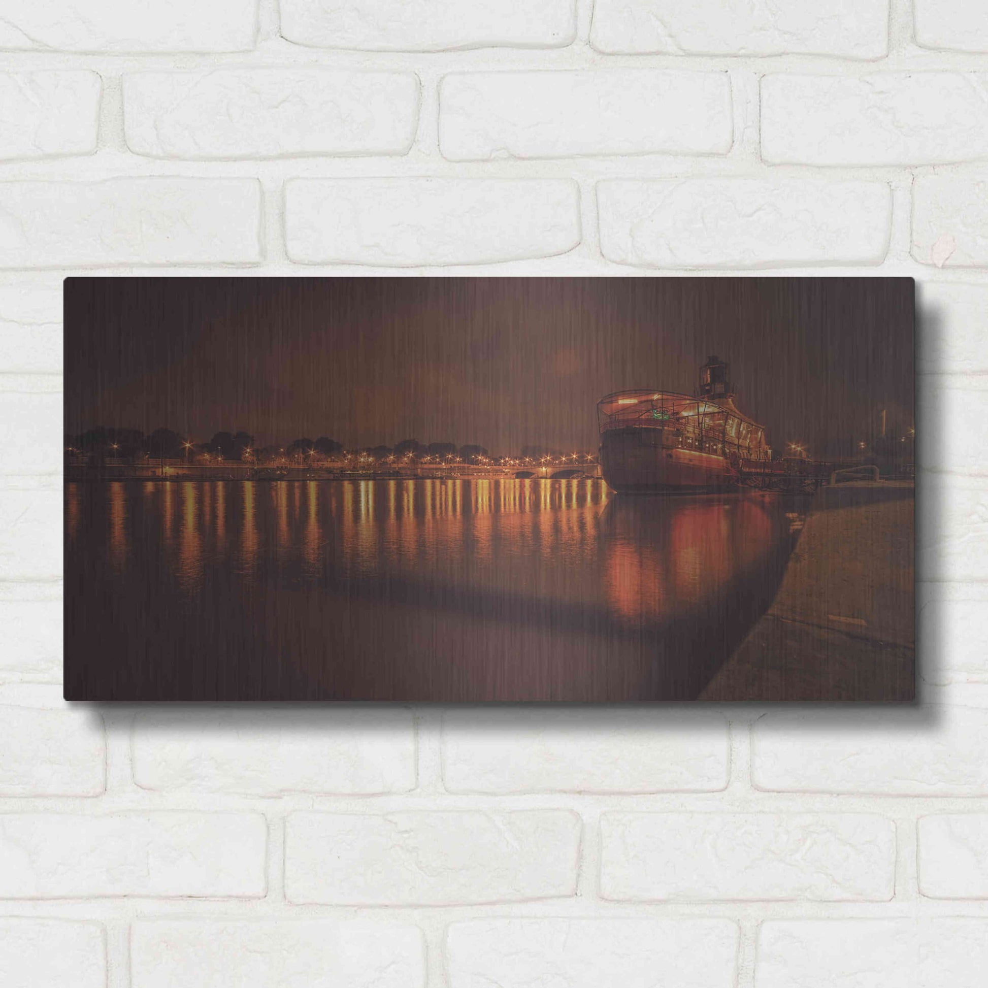 Luxe Metal Art 'Paris Lost Boat' by Sebastien Lory, Metal Wall Art,24x12