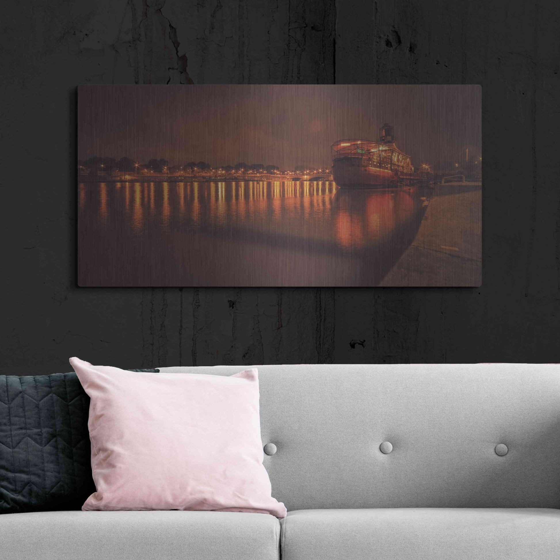 Luxe Metal Art 'Paris Lost Boat' by Sebastien Lory, Metal Wall Art,48x24