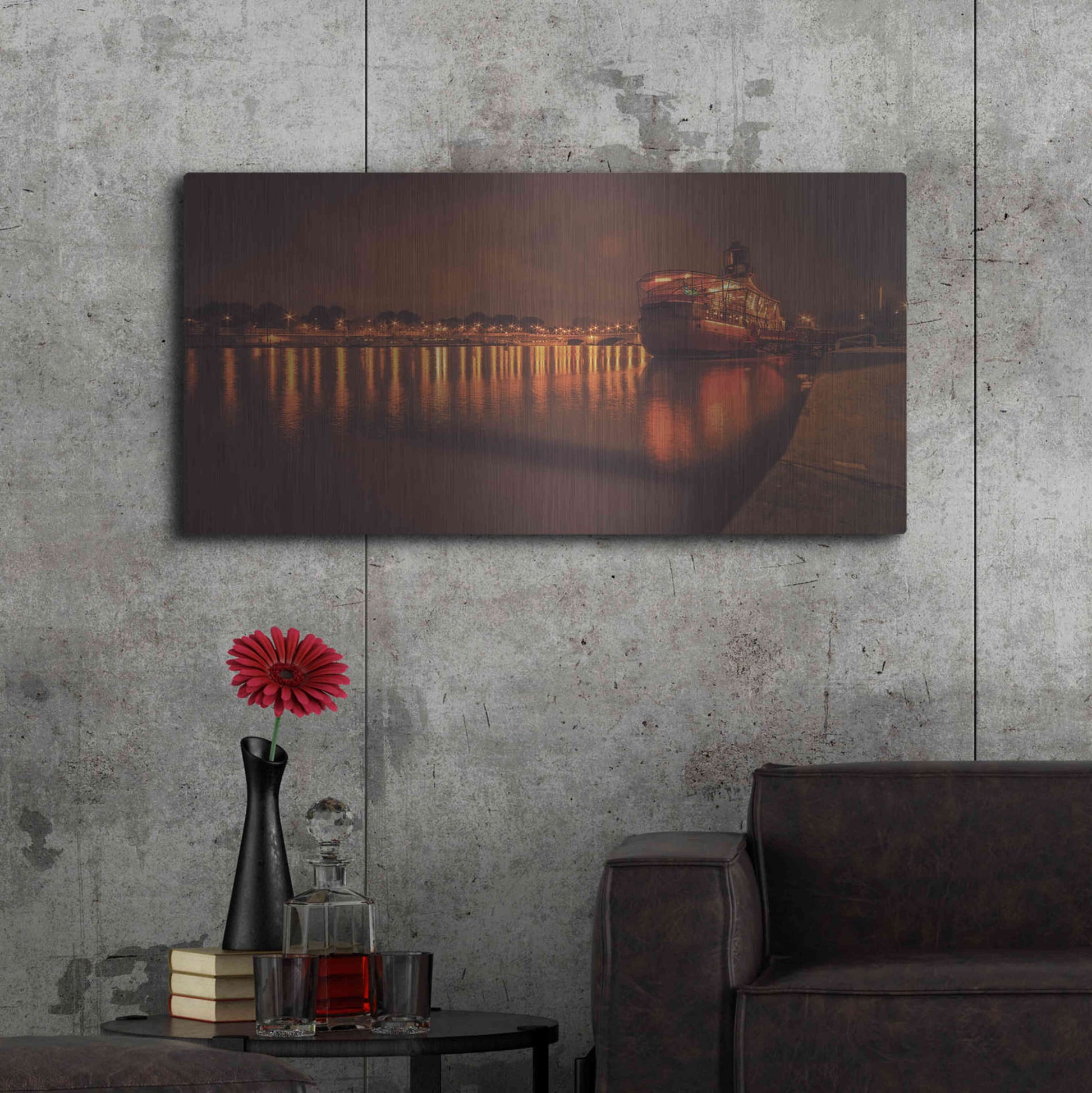 Luxe Metal Art 'Paris Lost Boat' by Sebastien Lory, Metal Wall Art,48x24