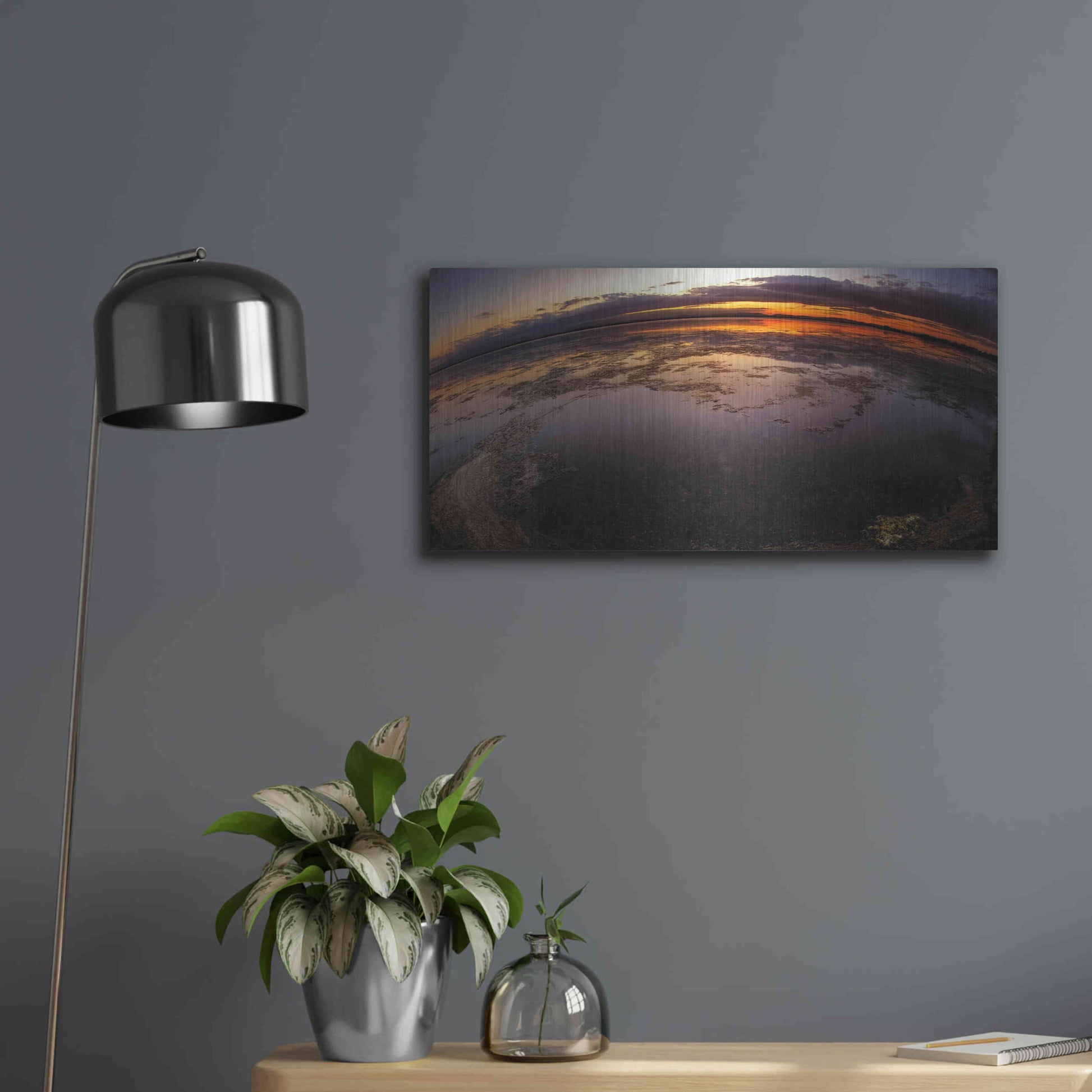 Luxe Metal Art 'Etang St Cyp Color' by Sebastien Lory, Metal Wall Art,24x12