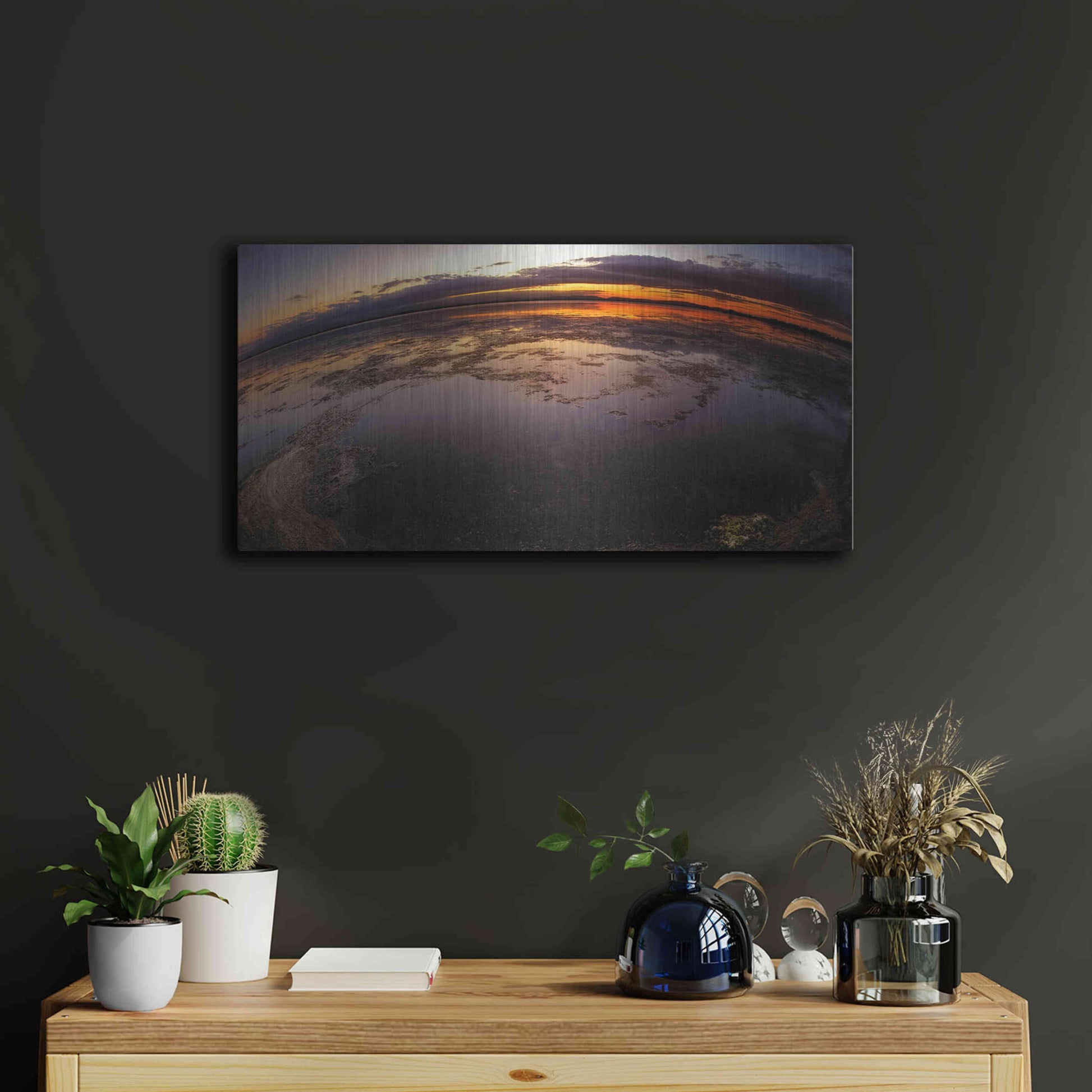 Luxe Metal Art 'Etang St Cyp Color' by Sebastien Lory, Metal Wall Art,24x12