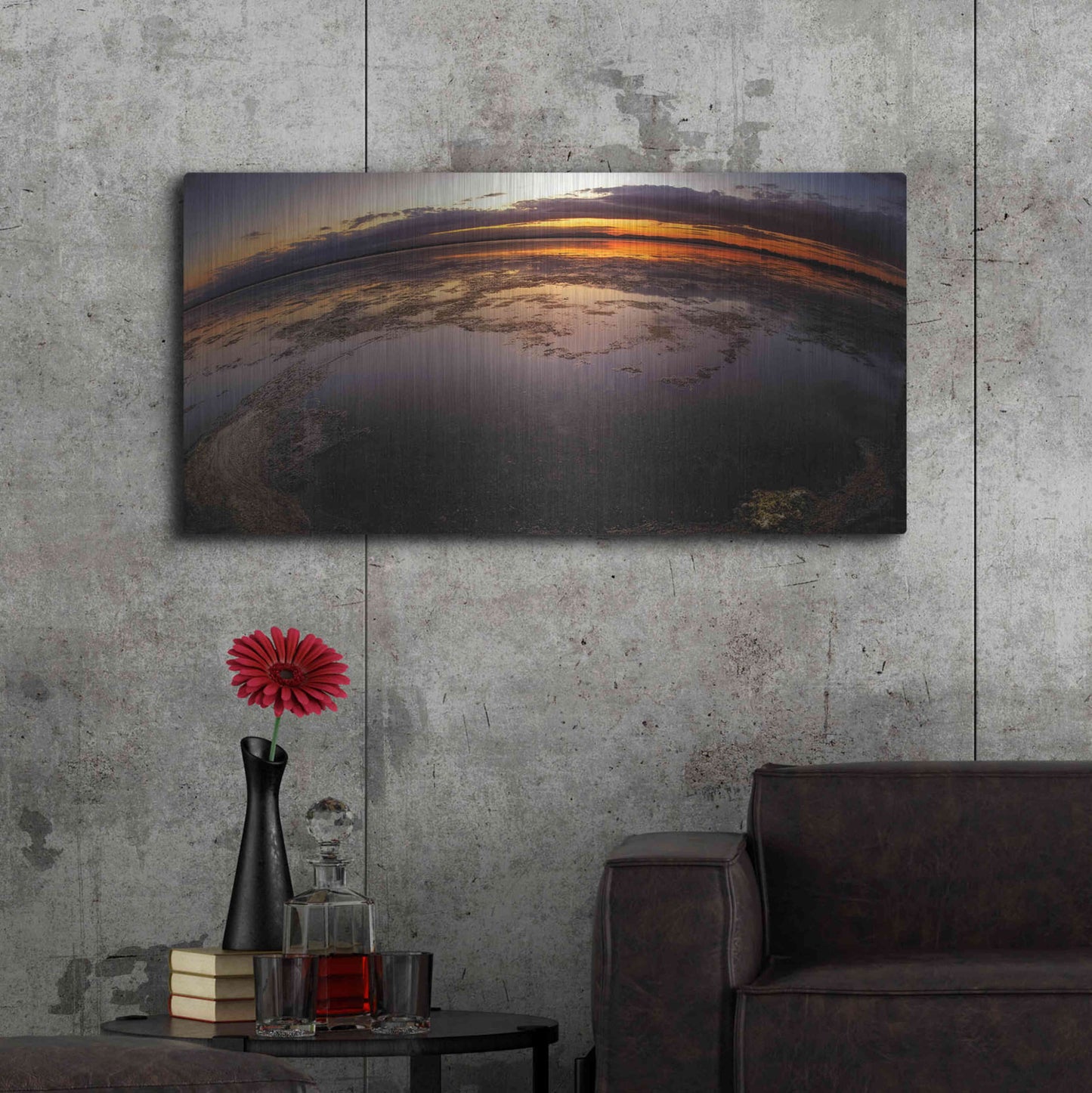Luxe Metal Art 'Etang St Cyp Color' by Sebastien Lory, Metal Wall Art,48x24