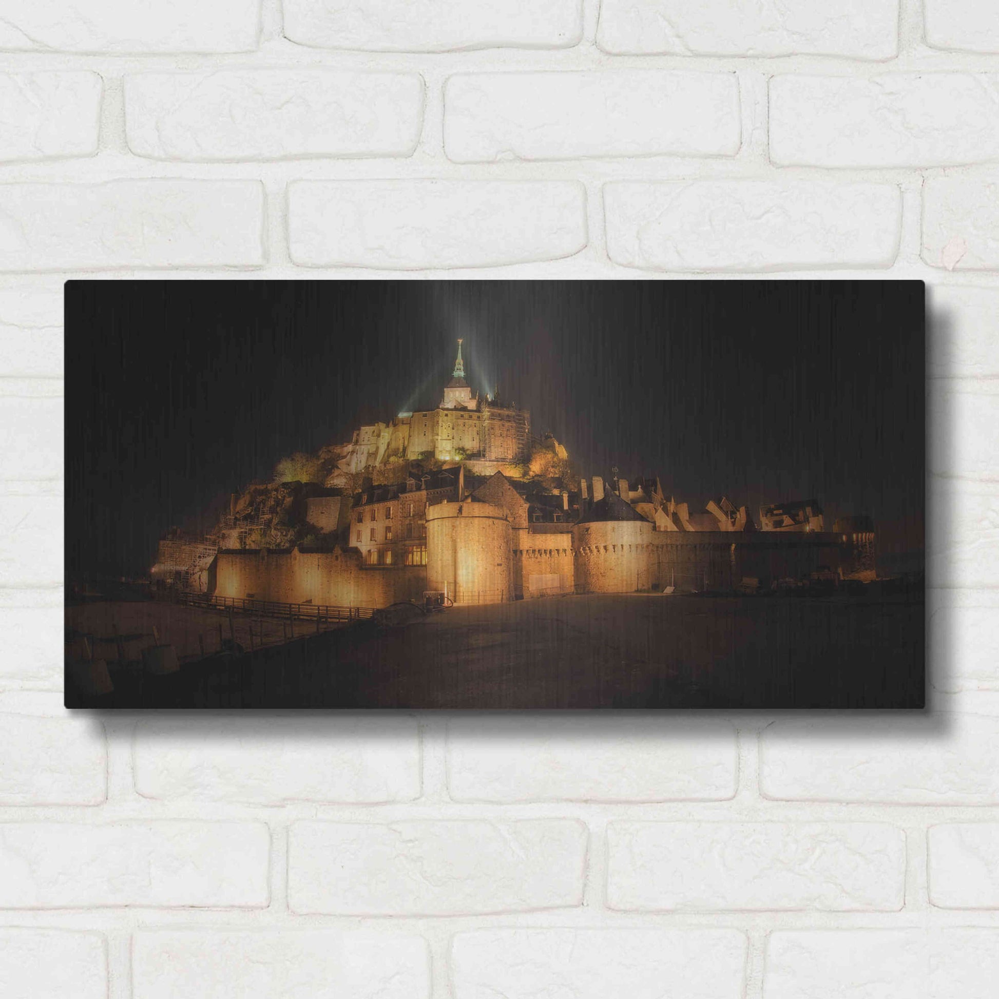 Luxe Metal Art 'Mont St Michel' by Sebastien Lory, Metal Wall Art,24x12