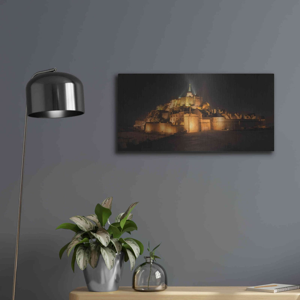 'Mont St Michel' by Sebastien Lory – Metal Wall Art, 24x12 room view