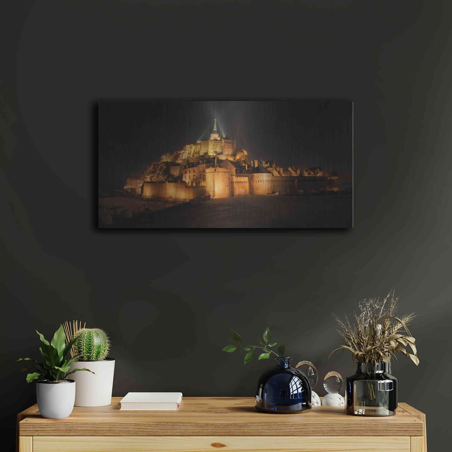 Luxe Metal Art 'Mont St Michel' by Sebastien Lory, Metal Wall Art,24x12